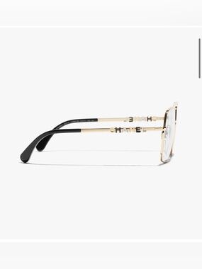 CHANEL Gold Frame Glasses with Black Temple Tips